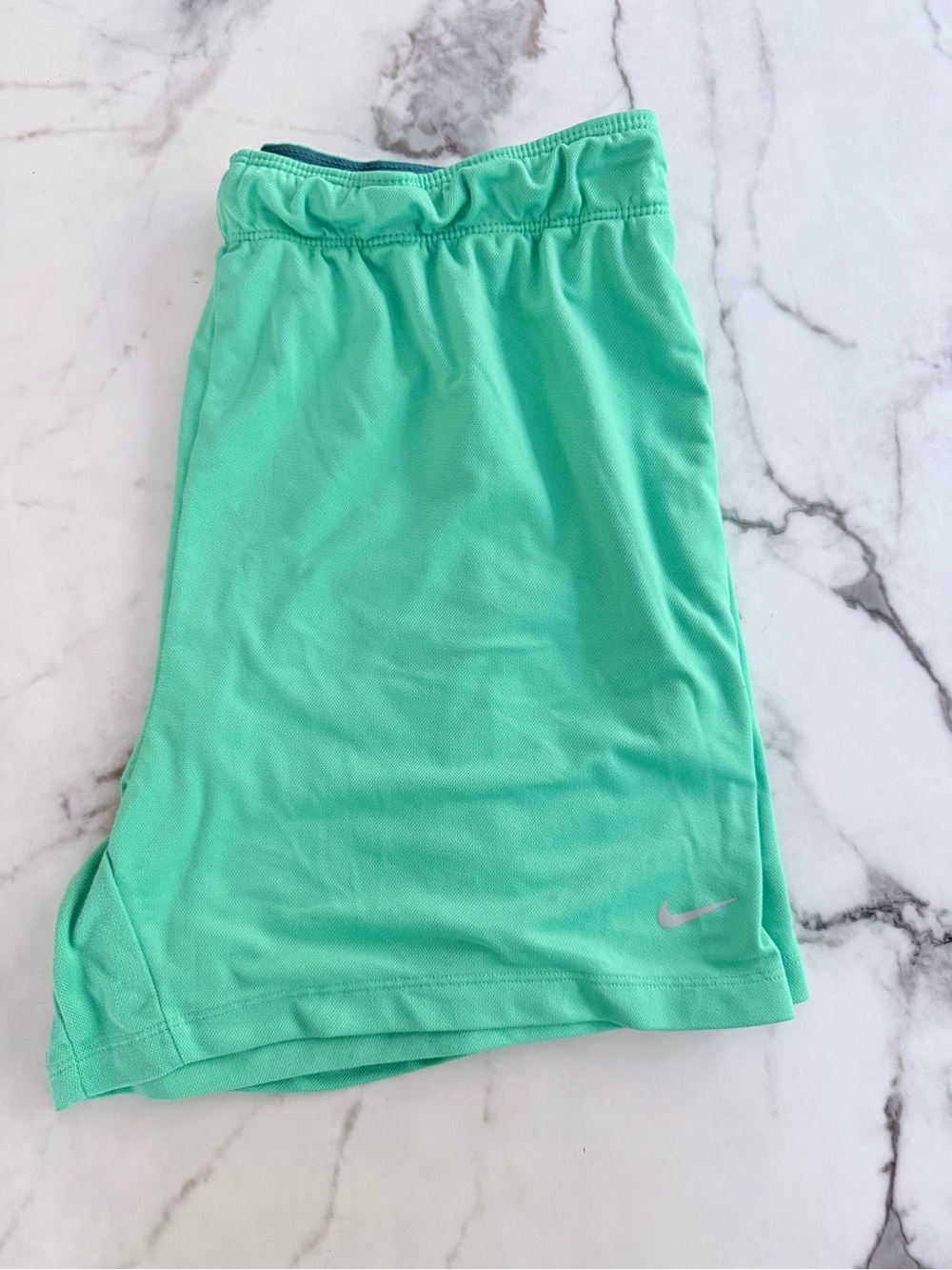 Nike Teal Athletic Shorts with Silver Swoosh